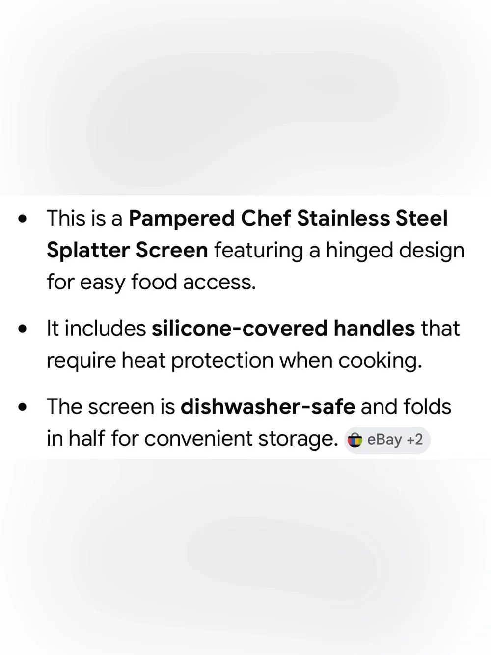 Pampered Chef Splatter Screen like new